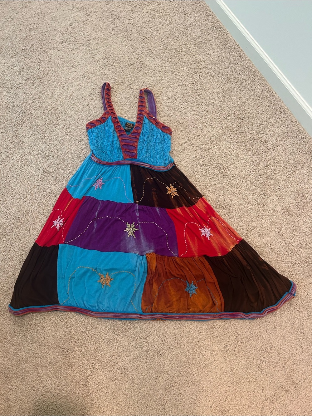 Rising international size XLColorblock PatchworkCostume Dress - Multicolor - Picture 4 of 11